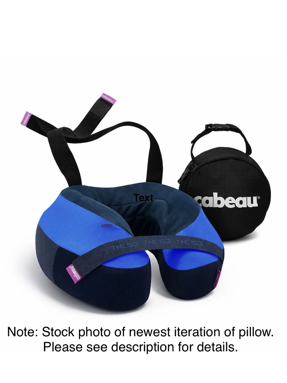 Cabeau Memory Foam Travel Neck Pillow Navy Blue w/ Case